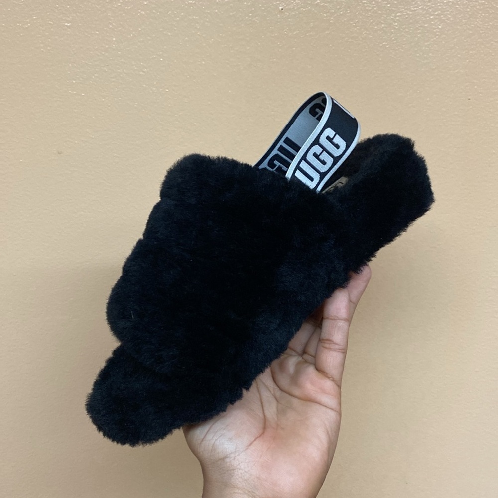 UGG Fluff Yeah Sandals “Black White” - Picture 9 of 16
